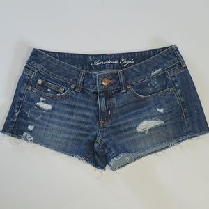 American Eagle Distressed Med Wash Jean Shorts